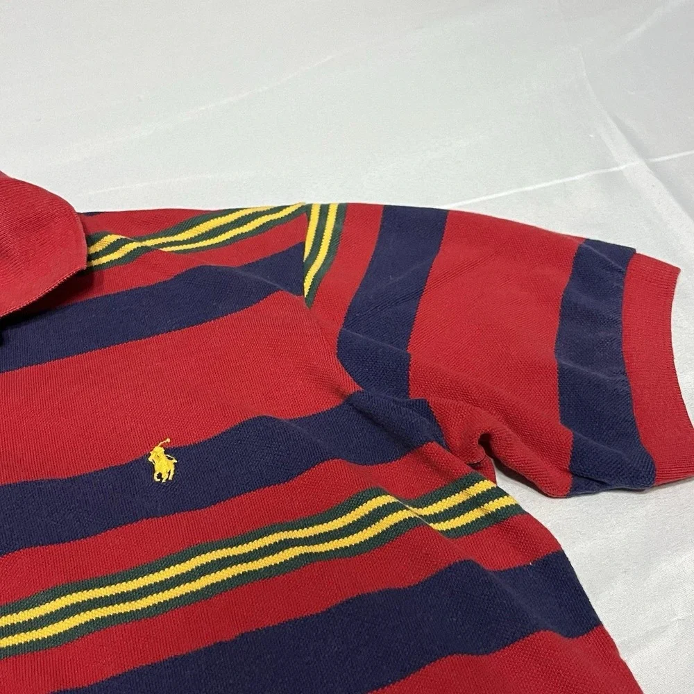 Vintage 90's Polo Ralph Lauren Polo Shirt Mens Medium Striped Made in USA